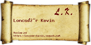 Loncsár Kevin névjegykártya